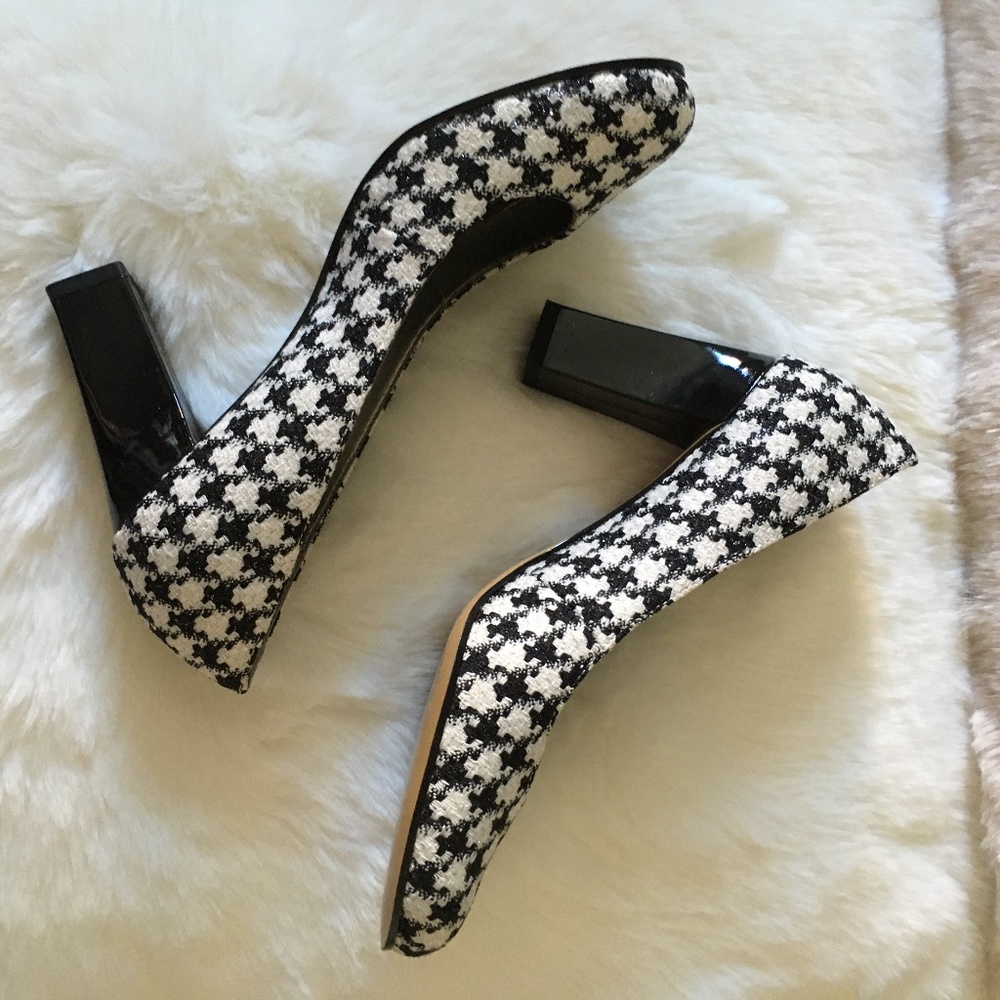Anne Klein B&W Sparkle Plaid Heels